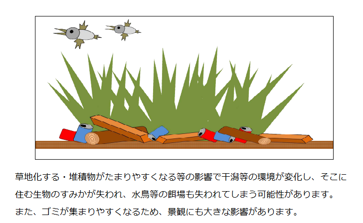干潟等の環境が変化