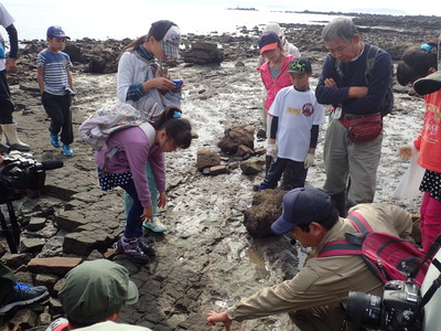 化石を指さし説明