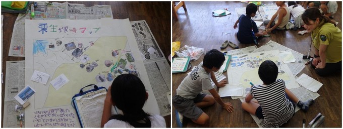 海岸マップをつくる様子