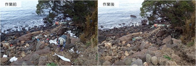 清掃前と後の様子