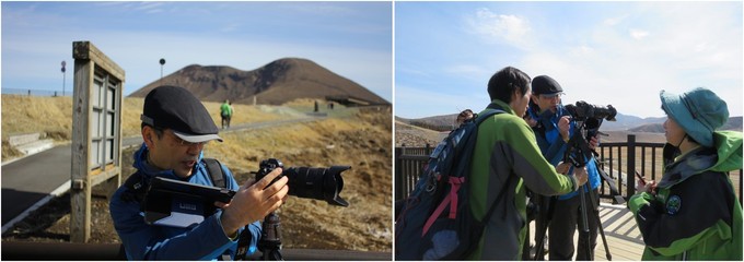 草千里展望所での写真講座の様子