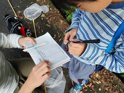 野外で参加者がマーキングする様子