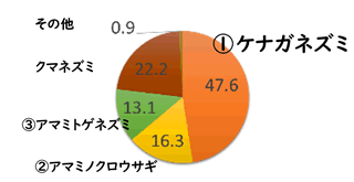 ノネコの糞分析:重量頻度