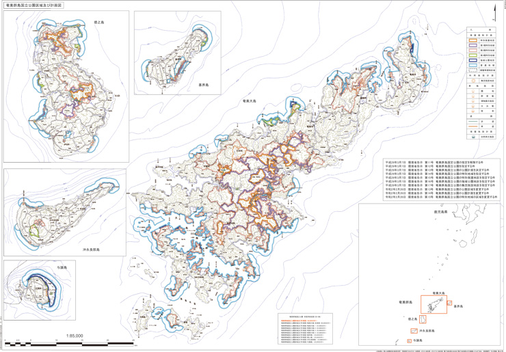 奄美群島国立公園の区域図