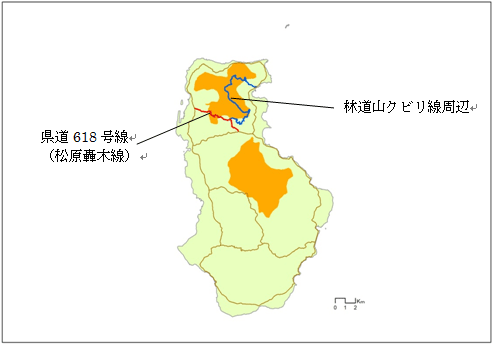 アマミノクロウサギの交通事故が多い道路